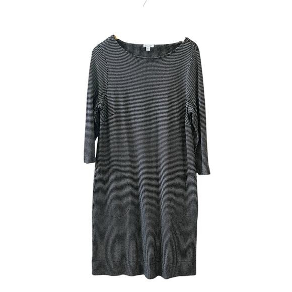 J. Jill Ponte Knit Crew Neck Shift Midi Dress Size M Medium Gray Black - Picture 1 of 7